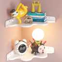 Cloud Corner Shelf Wall Mount, 2-Tier Floating Wavy Corner Wall Shelves with Cord Hole, White Funky Corner Shelves for Kids Room, Cute Shelves Display for Nursery,Bedroom, 2 Sizes in One Set