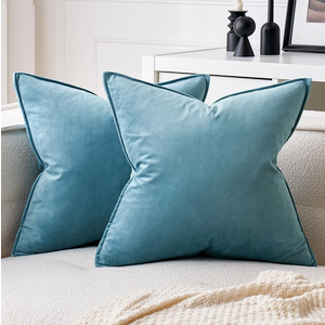 MIULEE Pack of 2 Decorative Velvet Throw Pillow Cover Soft Pillowcase Solid Square Eruo Sham Cushion Case for Sofa Bedroom Car 26x26 Inch 