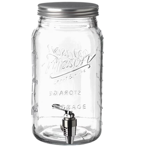 Mason Craft & More 4L Clear Glass Drink Dispenser w/ Metal Lid