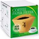 BYKITCHEN 400PCS #4 Cone Coffee Filters Fits 8-12 Cup & 14 Cup Coffee Makers, Size 4 Unbleached Disposable Coffee Filter Paper, Compatible with Ninja, Cuisinart 12-Cup/ 14-Cup & Drip Coffee Machine