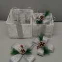 Vanthylit Christmas Lighted Gift Boxes, Set of 3 White Gift Box with 48 Warm White Lights, Outdoor Decorations Plug in for Yard Lawn Porch Holiday