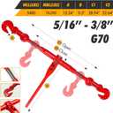 Ratchet Chain Binder 5/16" -3/8" Grade 70 and 5/16"10ft Chains Includes (2) Binders and (2) Chains, Load Binder for Binder Chain with Grappling Hook