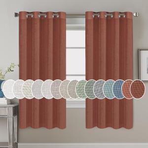 H.VERSAILTEX Living Room Linen Curtains Semi Sheer Curtains Nickel Grommet Curtain Energy Saving Light Filtering Window Treatments Panels for Bedroom, Rust, 2 Panels, 52 x 72 - Inch (52"W x 72"L (Pack of 2))