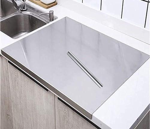 MYOYAY Stainless Steel Cutting Board with Lip, Extra Large Chopping Board 31.5 x 19.69 Inch Heavy Cutting Board with One Rolling Pin Baking Board Kitchen Pastry Board For Meat Vegetables cake