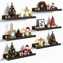 upsimples Floating Shelves for Wall, Wall Shelves for Decor Storage Set of 6, Wall Mounted Wood Shelf for Bedroom, Living Room, Bathroom, Kitchen, Picture Ledge Shelf, Black
