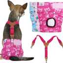 CuteBone Dog Diapers Female 3 Pack Reusable Doggy Diapers with One Suspender for Small Medium Large Dog Period BDD05S (S)