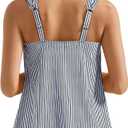 SUUKSESS Women Ruffle High Waisted Tankini Swimsuit Tummy Control Bathing Suit (Blue, XL)