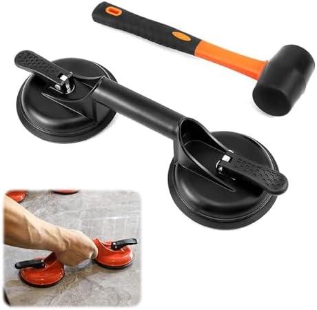Laminate Floor Gap Repair Tool Kit -Aluminum Floor Gap Fixer with Rubber Mallet for Laminate, Vinyl Plank,SPC&Floating Floor Installation|Gap Closer for Smooth Surface Flooring (Black)