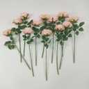 ATFL Blush Flowers,12 Pcs Blush Pink Roses,Light Pink Artificial,Flower Diameter 4'',Artificial Roses with Stems for Wedding Arrangement Centerpieces Party Home Table Decorations(Blush Pink)