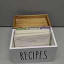 Dahey Wooden Recipe Box White Recipe Organizer with 100 Recipe Cards and 6 Dividers, Recipe Card Holder Box Set with Lid and Slots to Write in Your Own Recipes for Cooking Lover Kitchen, 6.9''x4.3''