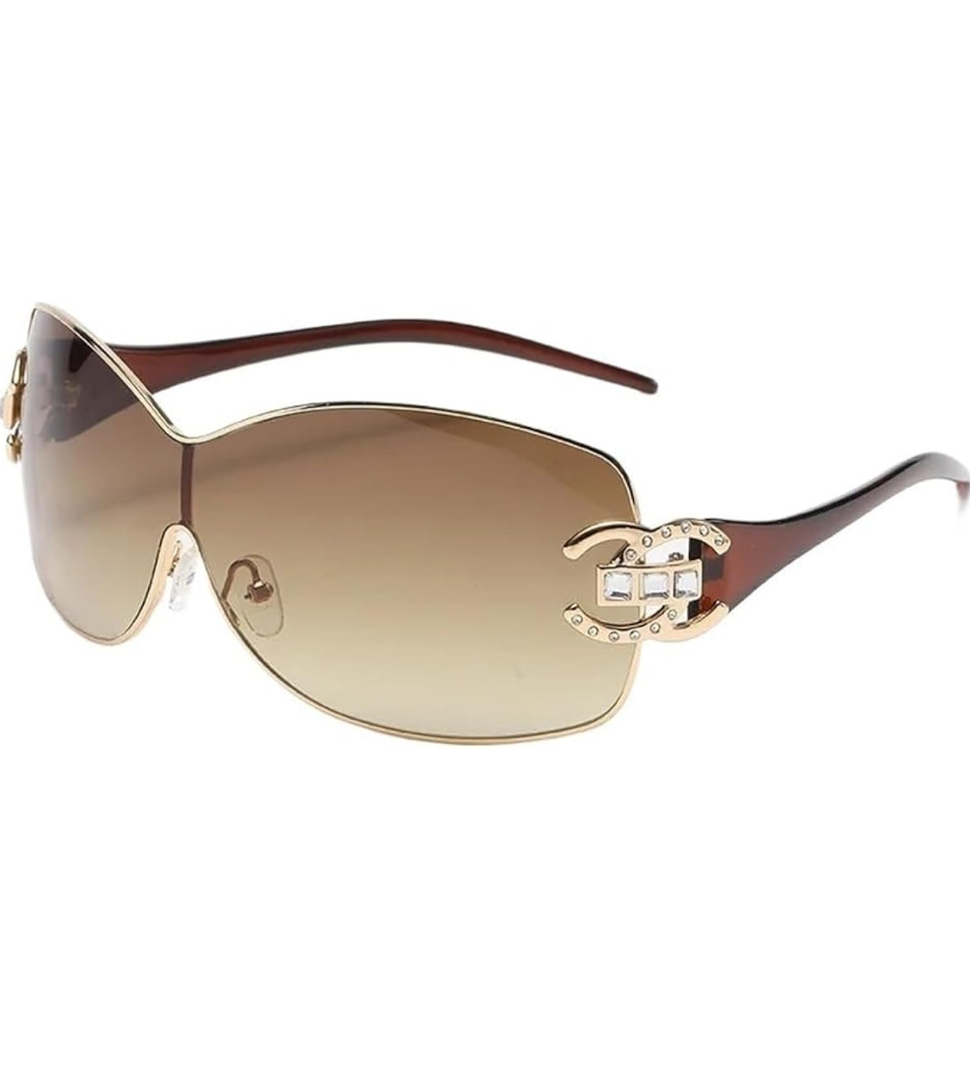 Fashion Sunglasses Women's Integrated Surround Sun Glasses Retro Women Inlay Diamonds Decoration Eyewear UV400