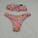 ZAFUL Knotted Bandeau Bikini for Women Strapless Swimsuits High Cut Bathing Suit Sexy Cheeky Tie Side Swimwear (Medium, 0-little Flower)