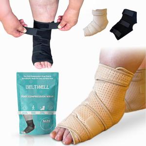 Beltwell - Adjustable Foot & Ankle Compression Wraps For Edema, Lymphedema, Swelling, Neuropathy, Diabetic Foot Care, Circulation (2 Wraps) (Beige, X-Large)