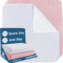 Bed Pads Washable Waterproof 2 Pack for Incontinence, Large 34 x 36 inch Absorbent Underpads, Reusable Pee Pads for Kids, Adults, Pets, Pink