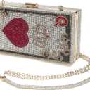 Pearl&she Diamond Women Evening Handbags Purse Minaudiere Clutch Bag,Stack of Cash Dollars Crystal Clutch Purses
