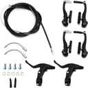 UOIENRT Complete Bike Brake Set Includes Callipers Levers Cables Black, Bicycle Front and Rear Brake Cable, Aluminum Alloy Brake Handlebars and V Bike Brake Kit