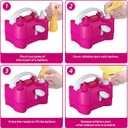 Electric Balloon Pump for Party Decorations  Portable Inflator, Auto Shutoff, Balloon Air Pump Dual Nozzle Rose Red 110V 600W
