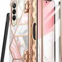 i-Blason Cosmo Series for Samsung Galaxy Z Fold 4 Case with Pen Holder (2022), Stylish Protective Bumper Fold 4 Case with Built-in Screen Protector (Marble)
