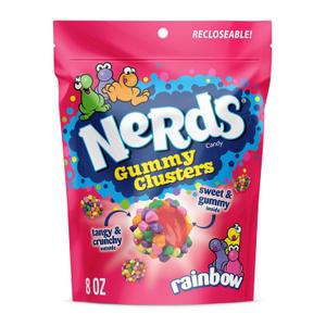 NERDS Gummy Clusters Candy, Rainbow, Crunchy and Gummy, 8 oz (EXP 04/01/26)