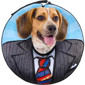 SCENEREAL Dog Cone Alternative After Surgery Donut Collar, Soft Pet Recovery Pillow Collar for Medium Large Dogs, Inflatable Adjustable Neck Collars to Prevent Licking, Black Suit Print E-Collars