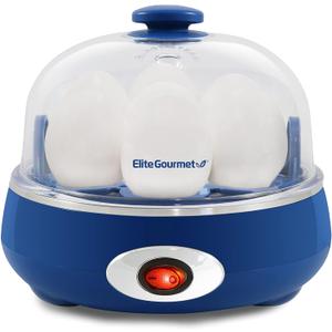 Elite Gourmet EGC322CBL Easy Egg Cooker Electric 7-Egg Capacity, Soft, Medium, Hard-Boiled Egg Cooker with Auto Shut-Off, Measuring Cup Included, BPA Free, Classic Blue