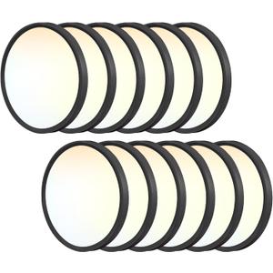 12PK 8.7 Inch LED Flush Mount Ceiling Light, 18W, 1622LM, 3000K/3500K/4000K/5000K/6500K CCT Selectable Super Slim LED Ceiling Light, Close to Ceiling Round Flat Panel Light, Black, 8.67"
