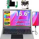Portable Monitor with Keyboard, 15.6 Inch Lapdock Display with 6000mah Battery,CrowView Note 1080P FHD USB C Monitors with RPi5&Jetson Adapters Compatible with RPi5, PC, Phone, Mac, Game Console