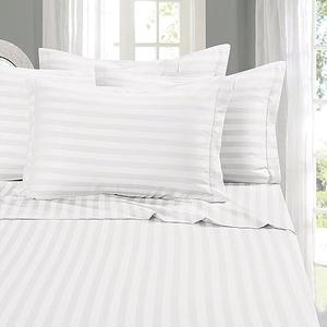 Crown Collection Luxuriate Hotel 1000-TC Hypoallergenic Ultra Soft Design 100% Egyptian Cotton Striped Duvet Cover with Zipper Colser & 2pcs Pillow Case Set (Twin/Twin XL 68x90, White Striped)