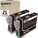 2 Packs T124 Remanufactured Ink Cartridge Replacement for Epson 124 use for Epson Stylus NX125 NX127 NX130 NX230 NX330 NX420 NX430 Workforce 320 323 325 435 (2 Black)