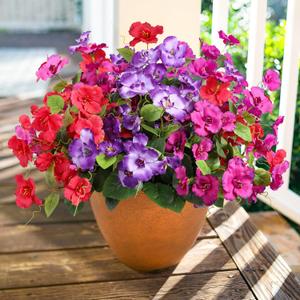 Hoppwodd Hibiscus Artificial Flowers for Outdoors Spring Decoration, 6 Bundles Faux Silk Flowers UV Resistant Look Real Artificial Tropical Flower Fake Plants for Outside Planter Porch Patio, Mix