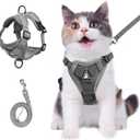 Wanheart cat Chest Harness and Leash, Anti-Escape Adjustable Soft Mesh cat Leash and Chest Harness Set for All Types of Cats cat Vests (Grey, 6.6-9.9lb)