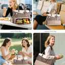 Lunch Tote Bag for Women 2 in 1 Laptop Work Bag with Lunch Insulated Compartment and Purse Combo Leather Crossbody Bag (Khaki Brown), Large