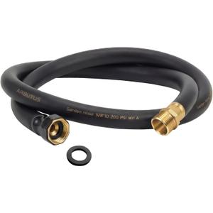 Garden Hose 5/8" x 5ft Brass Rubber Heavy Duty Water Hose 600 PSI Burst Pressure, Durable Flexible Hose for Yard, Car Wash, Pets Black