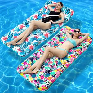 2 Pack Pool Floats Adult, Oversized Inflatable Pool Float Lounger Rafts Floaties for Adults with Headrest Floating Mat for Swimming Pool Lake Beach Party