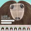 Benehair 100% Remy Human Hair Toppers for Women, 9 * 12CM Silk Base Hairpieces With Bangs 150% Density for Thinning Hair Chocolate Brown 10 Inch
