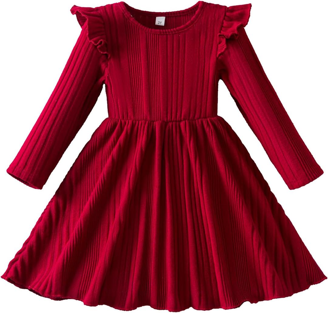 HNXDYY Princess Girl Party Tulle Dress Long Sleeve Vintage Autumnl Winter Clothes (3-4T, 119-red)