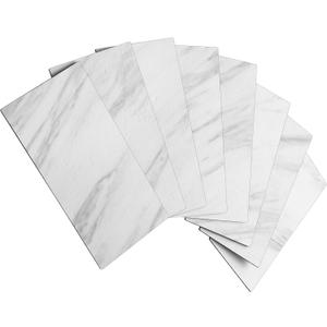 AULIGET 100-Piece White Marble Look Peel and Stick Backsplash Wall Tiles, 3" x 6" PVC Faux Stone Stick on Tile for Backsplash Kitchen, Bathroom, Laundry Room, Camper, Fireplace