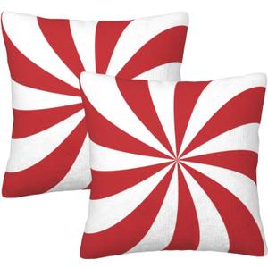 Christmas Candy Lollipop Throw Pillow Covers 18 X 18 Inch Set of 2 Pillow Cases Decoration Cushion Cover for Sofa Bedroom Living Room Outdoor (Pumpkin)