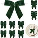 24 Pcs Green Small Velvet Twist Tie Bows, Velvet Ribbon Bows with Clip for Gifts Bag, Gift Wrapping, Crafts, DIY Treat Bags, Home Decor 1" W,3.5 x 3.5 inch