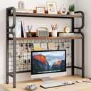 BYMECOST 38.6" Desktop Hutch Bookshelf,2-Tier Desk Shelf with Back Panel