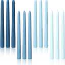 Viyffo 10 Inch Taper Candles, 12 Pack Blue-Unscented, Dripless Design Long Tall Tapered Candlesticks for Wedding, Dinner, Holiday, Party, Home Decor Natural Color Series