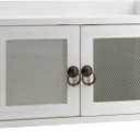 COLLECTIVE HOME - Storage Cabinet, Mini Countertop Cabinet, Wood Organizer for Kitchen Living Room Bedroom Bathroom Office with Magnetic Door, 14.5 x 6.5 x 10 (White, Wire Netting)