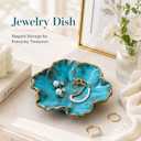 3 x Gifts For Women Flower Shape Decorative Ring Tray, Small Key Bowl, Ceramic Trinket Tray,Bathroom Room Decor Trinket Dish Valentine's Friendship Christmas Birthday Gifts for Women (Petals Blue)