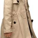 Little Girls Single Breasted Trench Coat Dress Outerwear, , Khaki, 11-12 Years = Tag 160