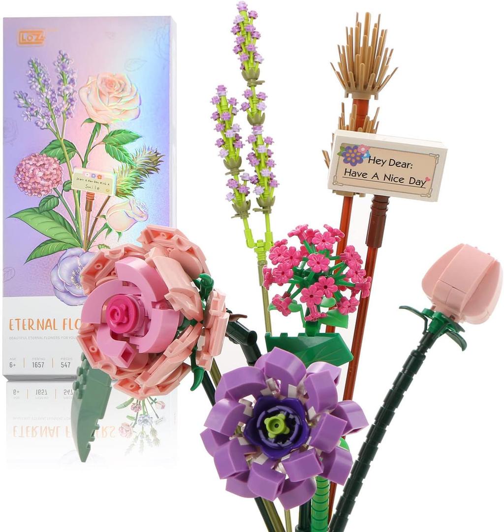 Mini Building Blocks Botanical Collection Construction Building Bricks Toy, Plant Model Eternal Flowers Home Decor, 6+(Purple)