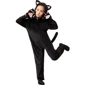 Cat Costume For Girls,Black Cat Noir Costume For Kids Dress Up,Prefect for Halloween,Animal Dress Up Party (Black)