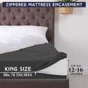 HunnmingRe Zippered Mattress Fitted Protector Deep Mattress Encasement Soft Zipper Fitted Sheet Microfiber Bed Sheet Cover for Bed(Dark Gray,King,12-16in)