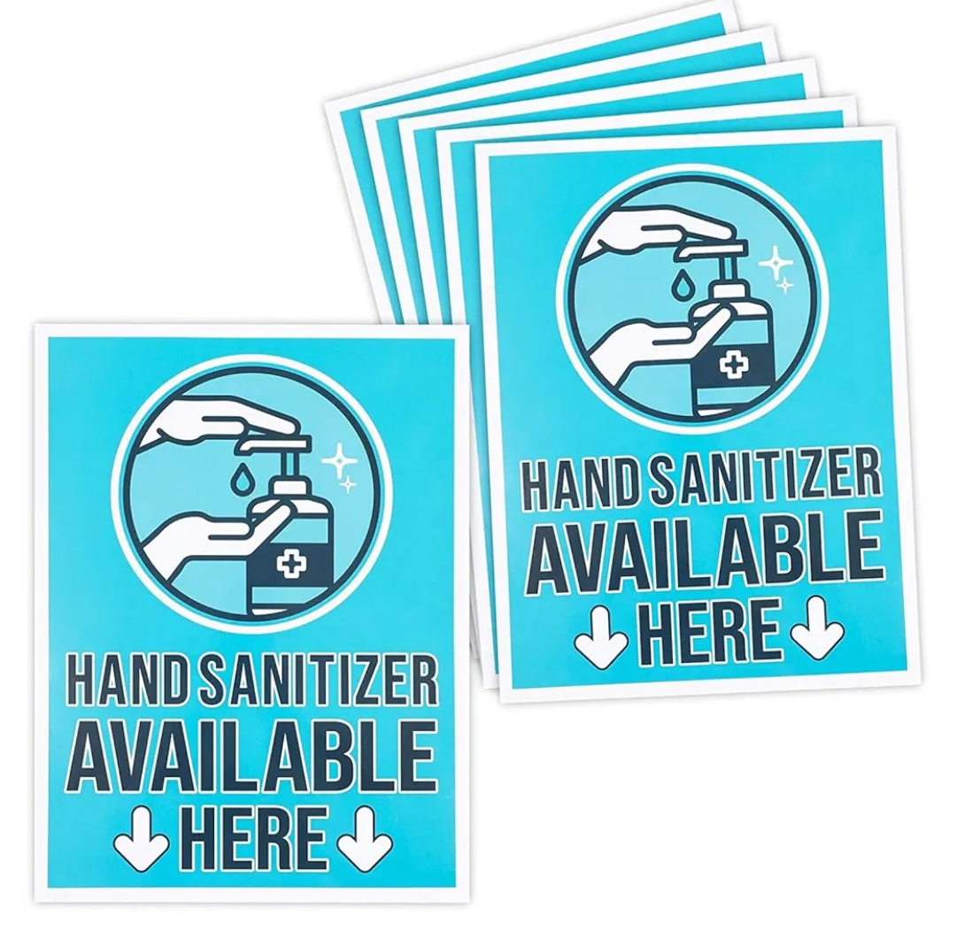 Store Safety Signs,"Hand Sanitizer Available Here" (9 x 12 in, 6 Pack)