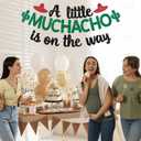 4 x A Little Muchacho is on the Way Banner - Boy Fiesta Baby Shower Decor, Muchachito Baby, Mexican Fiesta Boys Cactus Taco Cinco De Mayo Baby Shower Decorations Black Green