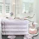 Monogrammed Towels Fingertip, Personalized Gift, 11 x 18 Inches - Set of 4- Silver Embroidered Towel - Extra Absorbent 100% Cotton- Soft Velour Finish - For Bathroom/ Kitchen/ Spa- Initial L (White)